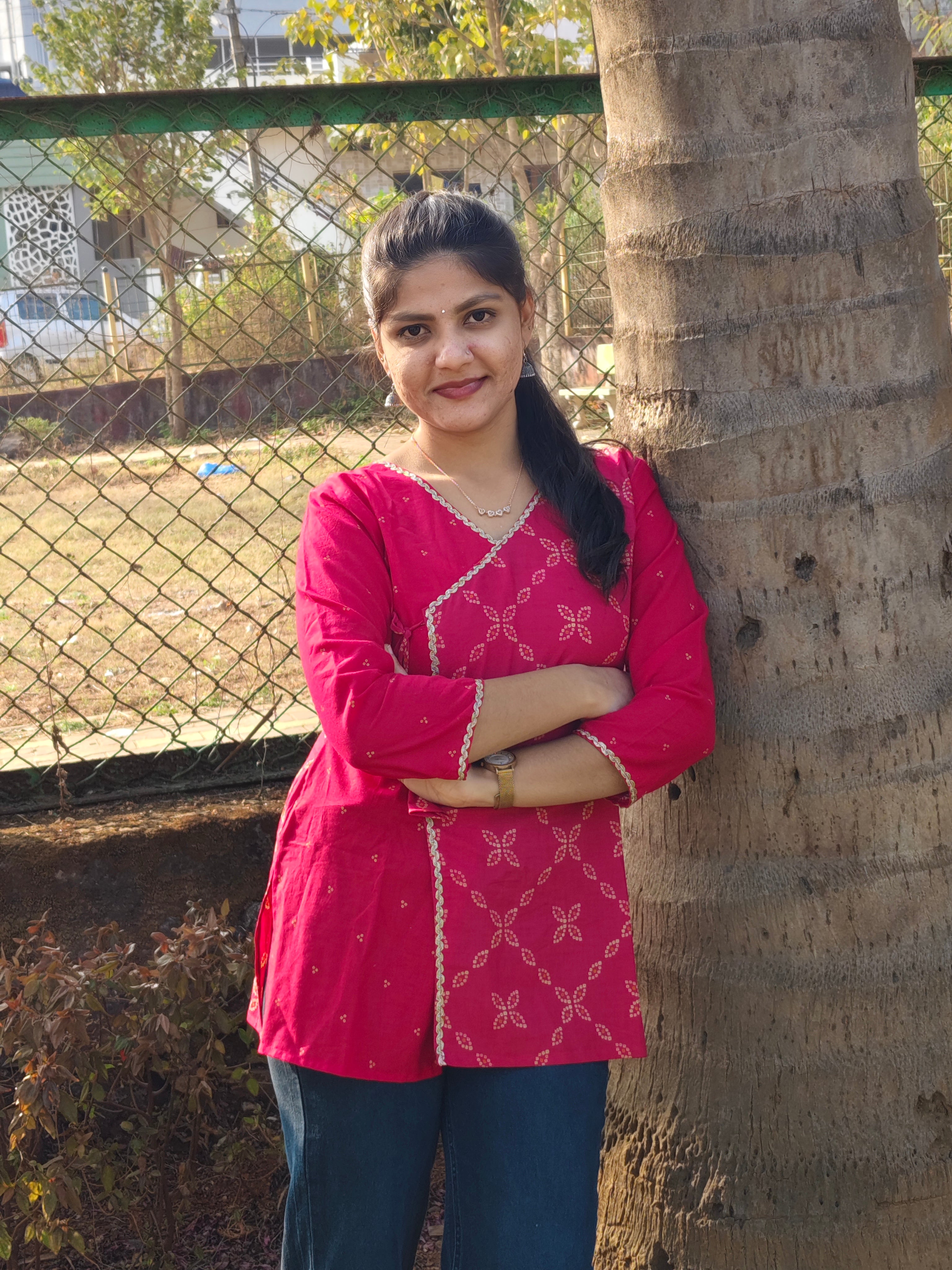 Deep Pink Bandhani Wrap - tie Short kurti