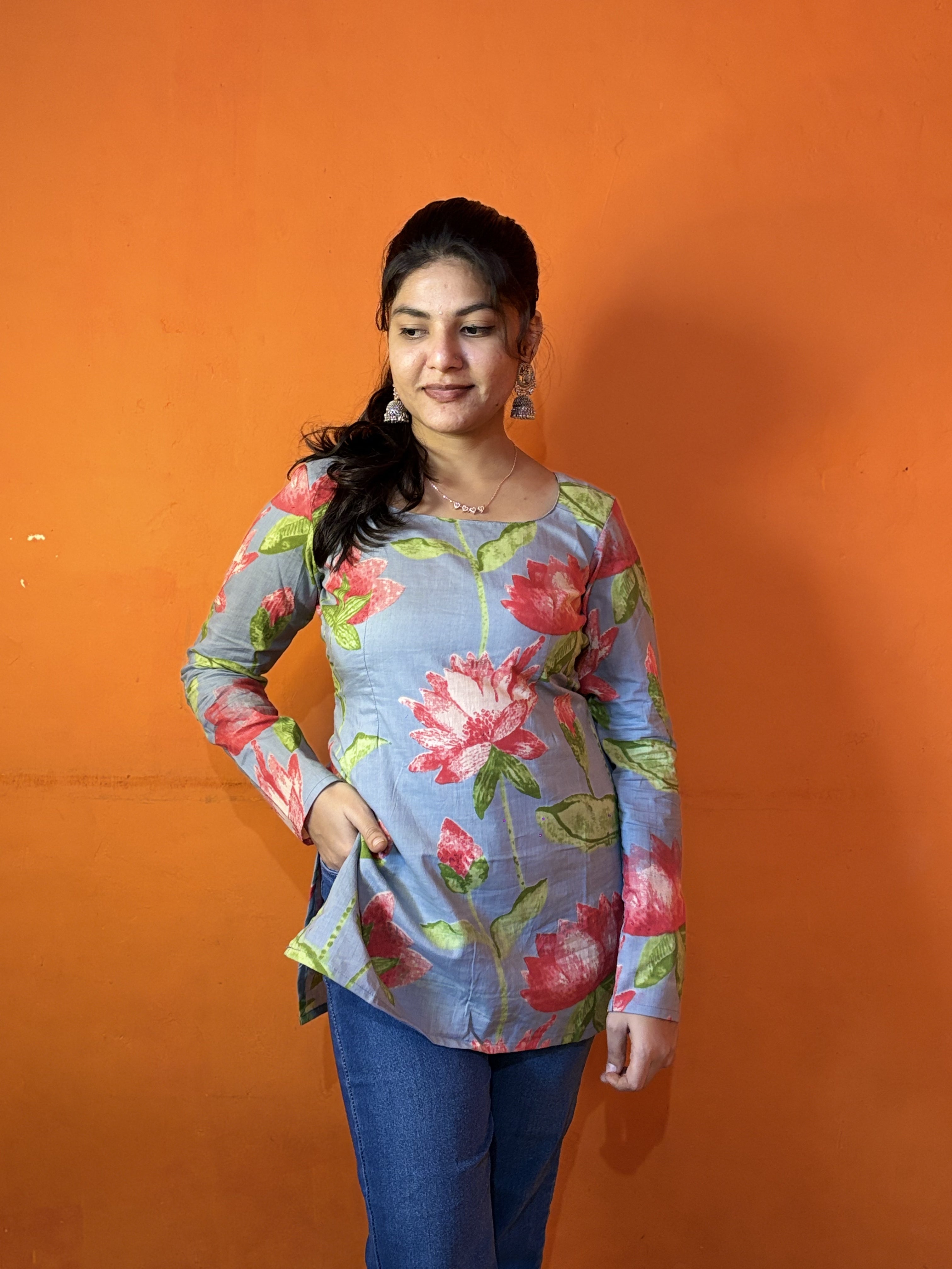 Blue Bloom Corset Short Kurti