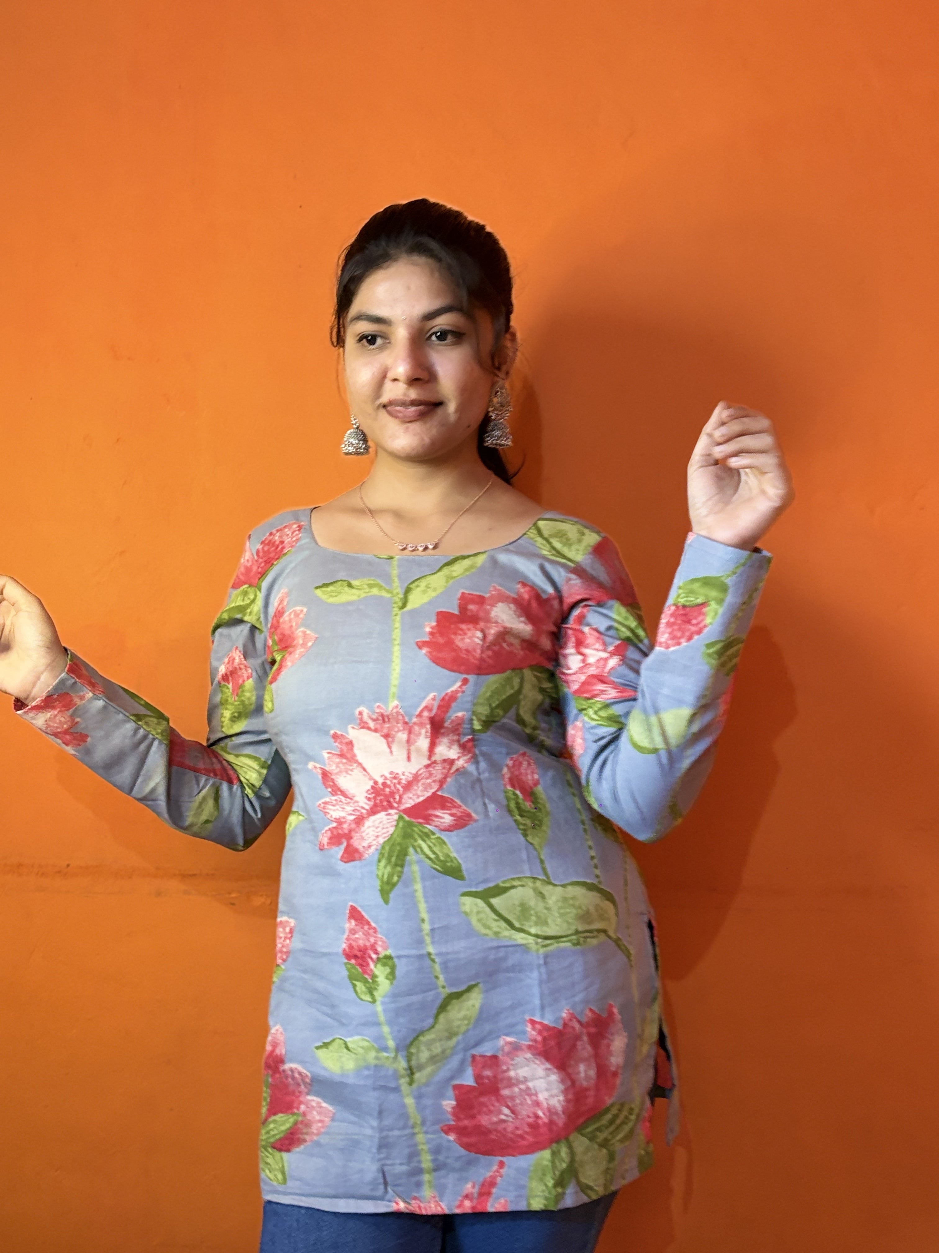 Blue Bloom Corset Short Kurti