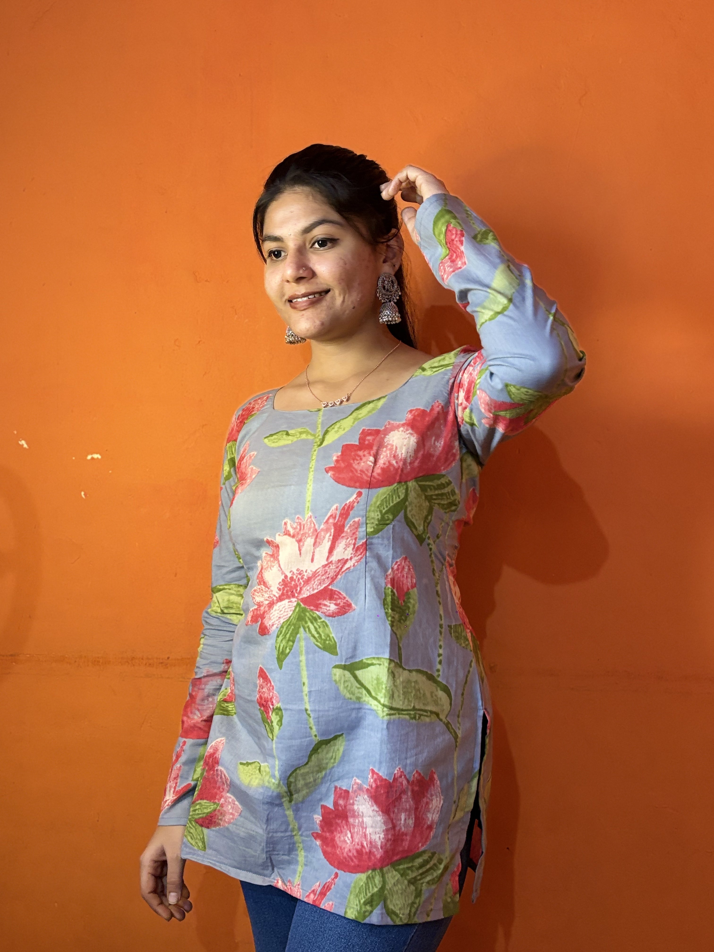 Blue Bloom Corset Short Kurti