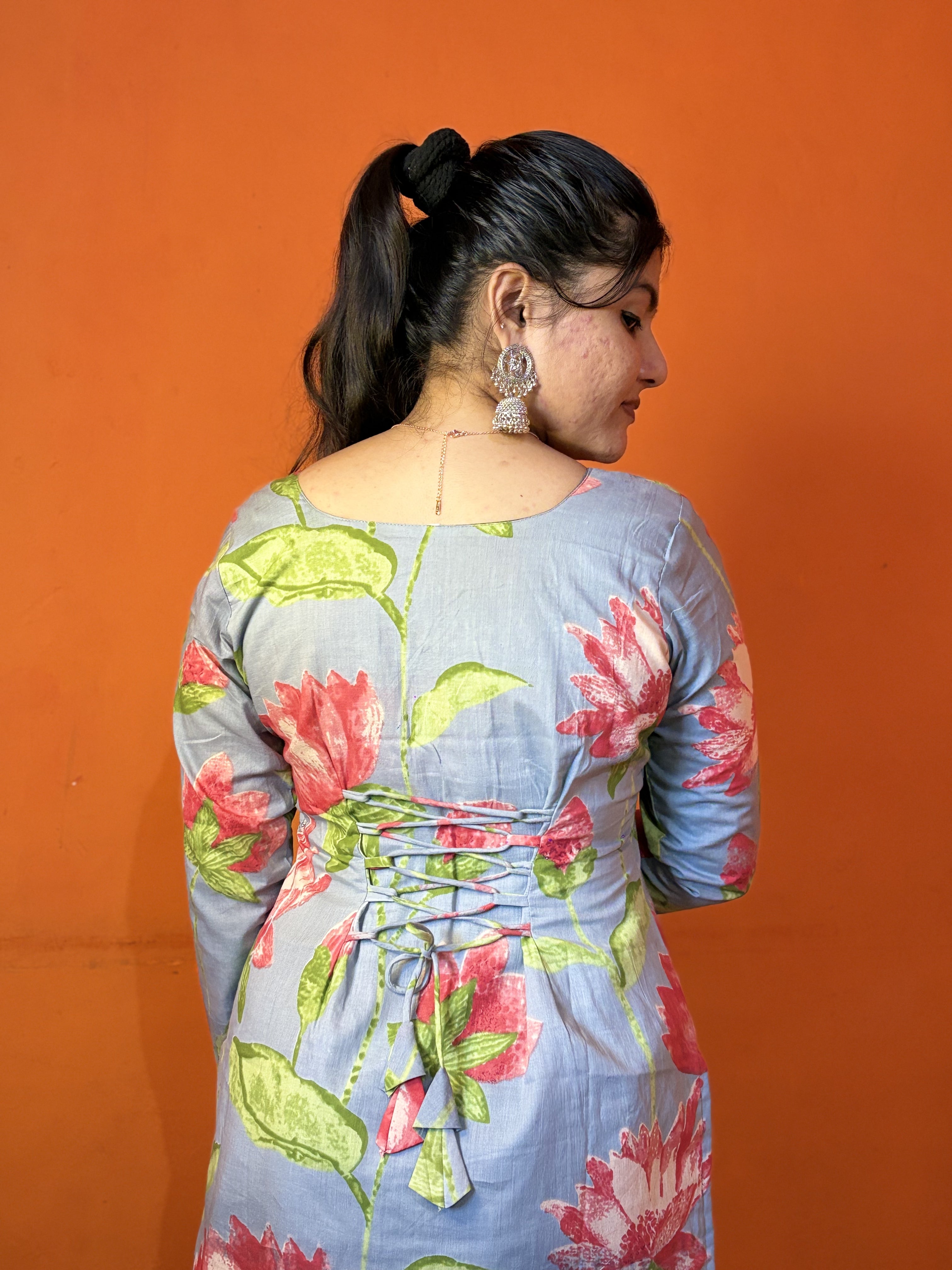 Blue Bloom Corset Short Kurti